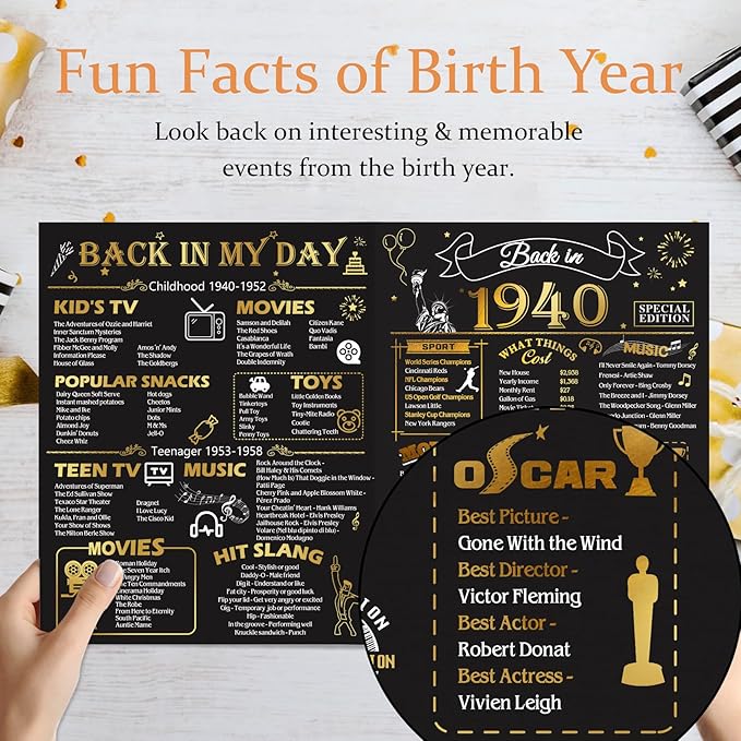 85th Birthday Card for Men Women, Funny 3D Pop Up 85th Birthday Gifts for Grandma Mom Dad, Back In 1940 Happy 85 Year Old Birthday Decorations Cards for Her Him