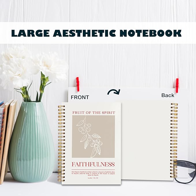 BearCake Fruit of the Spirit Faithfulness Christian Notebook Journal, Christian Gifts for Women, Bible Notebooks for Note Taking, Bible Journaling Notebook, Hardcover Spiral Notebook 5.5x8.3