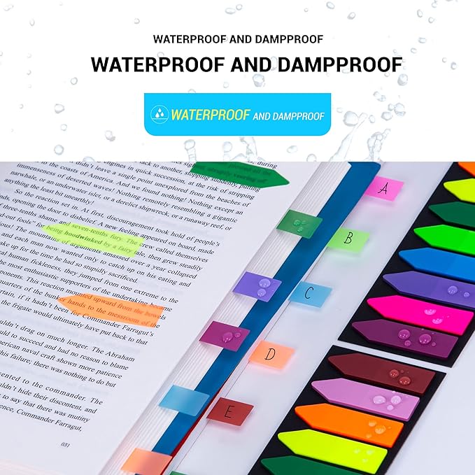 Golcellia 1200 Pieces Sticky Tabs Page Markers, Book Tabs Arrow Flags Colored Writable and Repositionable Book Markers, (10 Colors, 6 Sets) Book Annotation Tabs Supplies