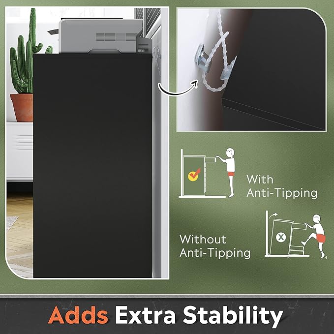 DEVAISE 7-Drawer Chest, Wood File Cabinet with Wheels, Black