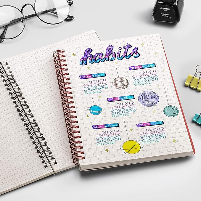 EMSHOI Graph Paper Spiral Notebook 5.7" x 8.22" - 4 Pack 640 Pages 100gsm Thick Grid Paper, A5 Graph Paper Notebook, Plastic Hardcover Journals for Writing Engineering Graphing Work School Supplies