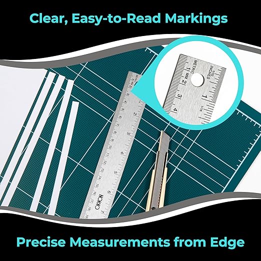 NOKKO 18 Inch Metal Ruler with Cork Backing, Pack of 2 - Stainless Steel Straight Edge Ruler with Inches and Centimeters, Non-Slip Cork Back for Precision Measurement and Stability