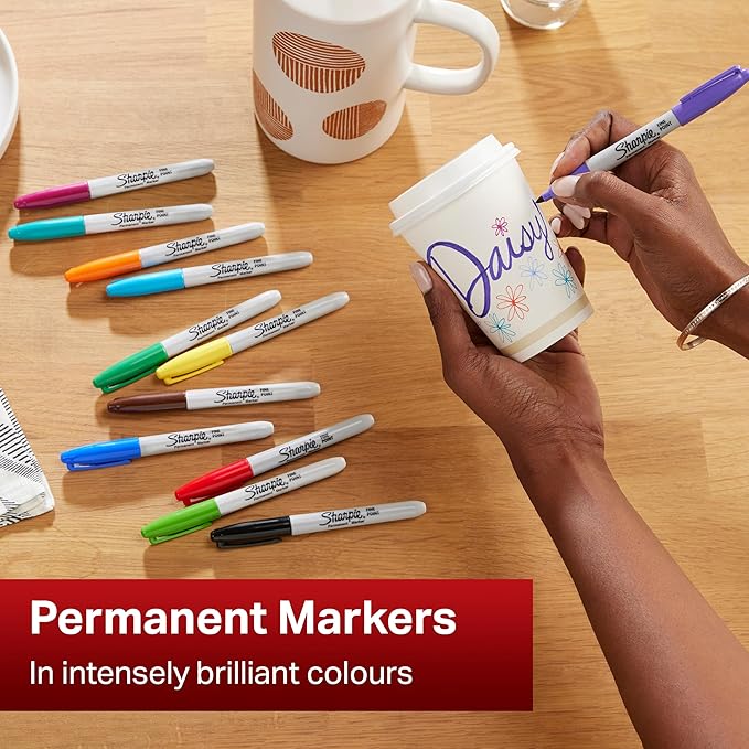 Sharpie Permanent Markers | Fine Point | Assorted Neon Colours | 4 Count