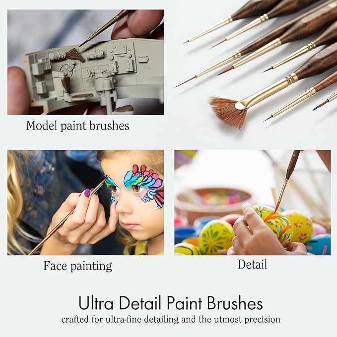Artify Extreme Detail Paint Brushes, Miniature Paint Brushes for Models & Art Painting, 20pcs Mini Small Paint Brushes for Fine Detailing with a Handbag, Acrylic,Watercolor,Oil,Models,40K
