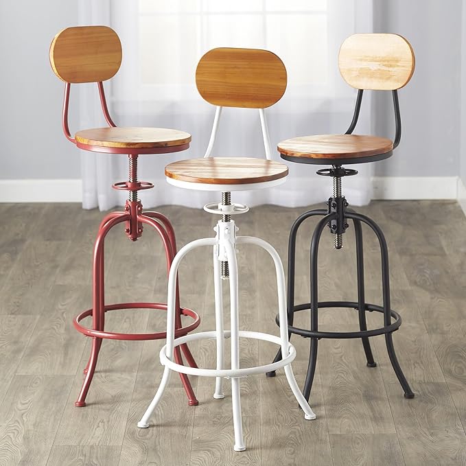 The Lakeside Collection Adjustable Swivel Stool with Back - Red