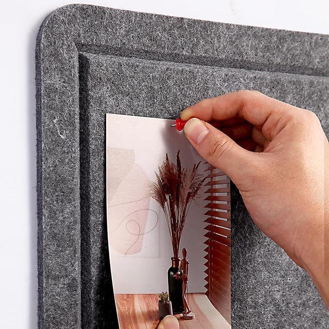 Large Bulletin Board - 72 X 48 inches Decorative Felt Pin Board - 6' x 4' Cork Board Alternative for Wall - Foldable Picture Board Self-Adhesive Vision Board Prayer Board with 30 Pushpins - Dark Gray