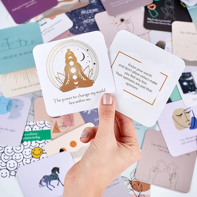 Positive Affirmations & Thought-Provoking Questions for Women | Motivational & Mindful Daily Cards