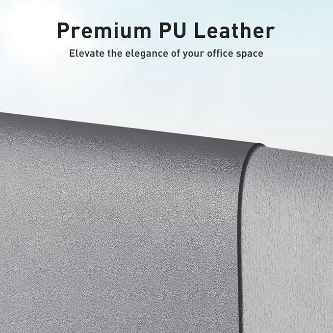 Aothia Leather Desk Pad Protector, Mouse Pad, Office Desk Mat, Non-Slip PU Leather Desk Blotter, Laptop Desk Pad, Waterproof Desk Writing Pad for Office and Home (36" x 17", Light Grey)