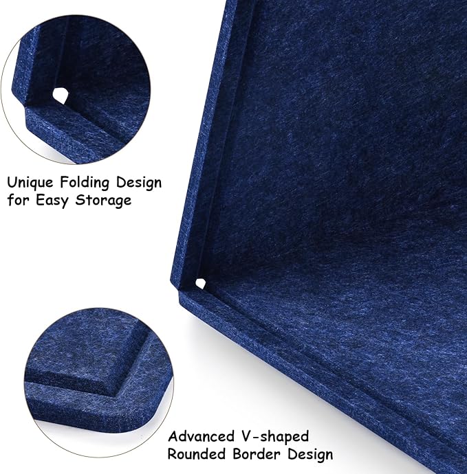 Large Bulletin Board, 72x48 Inches Cork Board Alternative, Large Felt Board Decorative Pin Board for Wall, Foldable Photo Board Self-Adhesive Vision Board with 36 Pushpins Dark Blue
