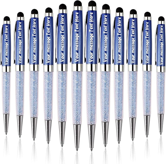 Custom Pens Bulk,Personalized Pens with Free Engraving,Customized Stylus Ballpoint Pens with Your Name,Text,Message for Business,Graduation,Anniversaries-Colorful Pens 12/Pack