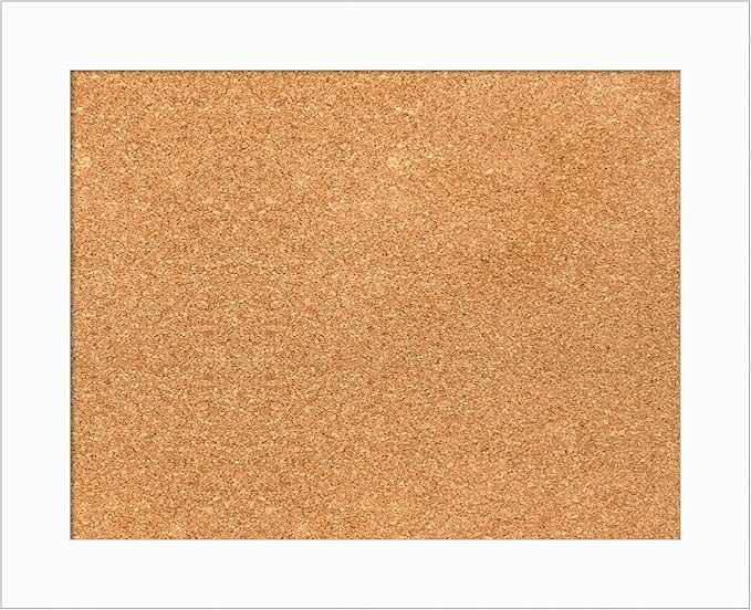 Amanti Art Natural Cork Board for Wall, 17x21 Vision Board with White Frame, Small Corkboard Office Decor for Home Organization, Casual Corkboard Pinboard to Display Items for Home Organization in