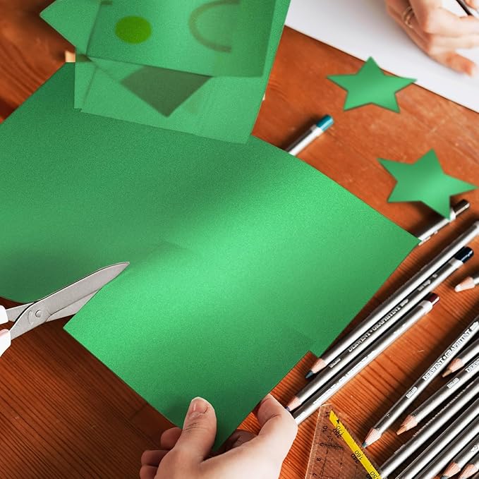 Green Shimmer Cardstock 8.5 x 11 Green Paper, Goefun 24 Sheets 80lb Card Stock Printer Paper for Christmas, Invitations, Certificates, Crafts, Card Making