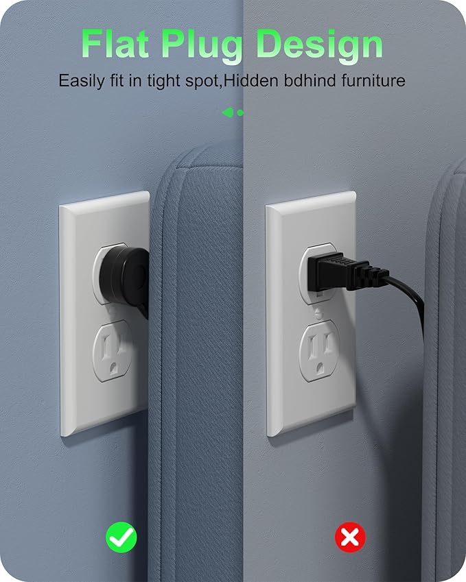 7-in-1 Power Strip, PD GaN 65W USB C Power Strip with 3 USB-C, 2 USB-A Ports and 2500W AC Outlet, Flat Plug Sleek Socket Essentials for Home/Office/College/Travel (Pearl Black, 65W)