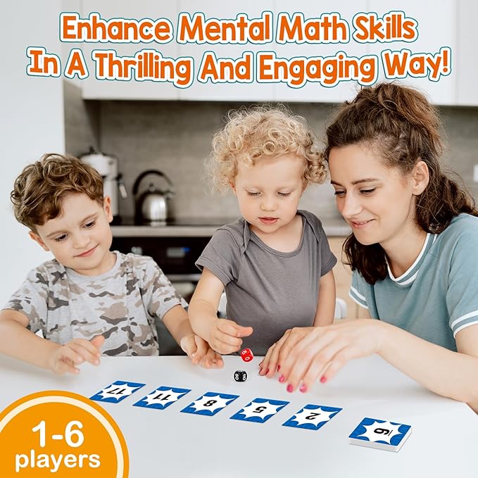 Aizweb Math Games for Kids,Addition, Subtraction, Multiplication, Division Flash Card Educational Learning Games Counting Homeschool Classroom Travel Indoor Outdoor Dice Family Games