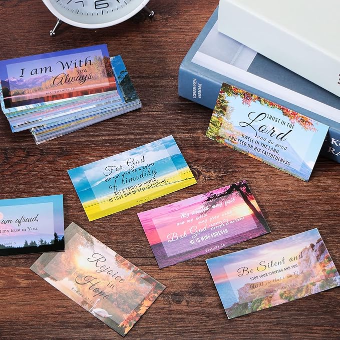 200 Pcs 50 Styles Prayer Cards Bible Verse Card Double-Side Scripture Inspirational Cards Motivational Encouraging Christian Cards for Women Men Mini Business Easter Religious Christian Gifts