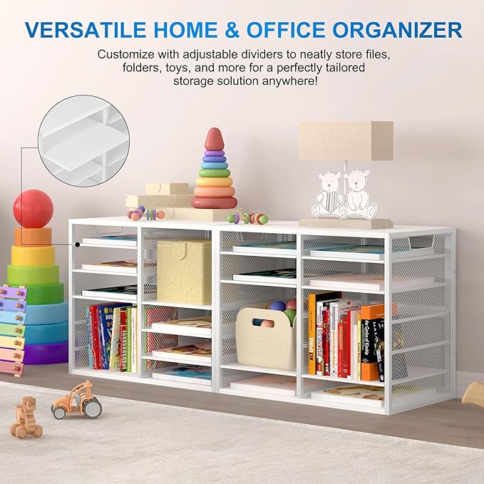 Mail Sorter for Desk, Countertop Literature Organizer, Student Mailbox for Classroom, Desktop Bill Paper Holder Rack for Office Home School, 12 Compartments, White