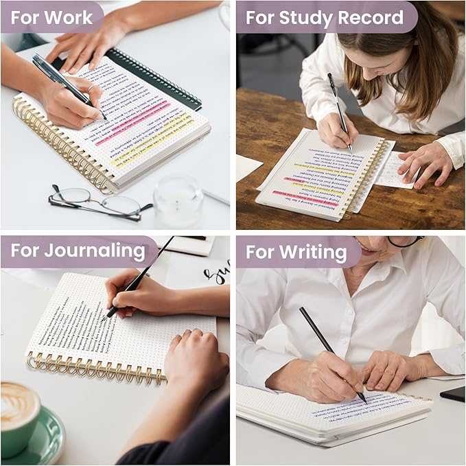 Spiral Dotted Notebook Journal for Work, 300 Pages, Thick B5 (7.1"x10") Bullet Dotted Journal for Women & Writing, Hardcover Notebook for Note Taking, Perfect for Work School Note Taking Business, Purple