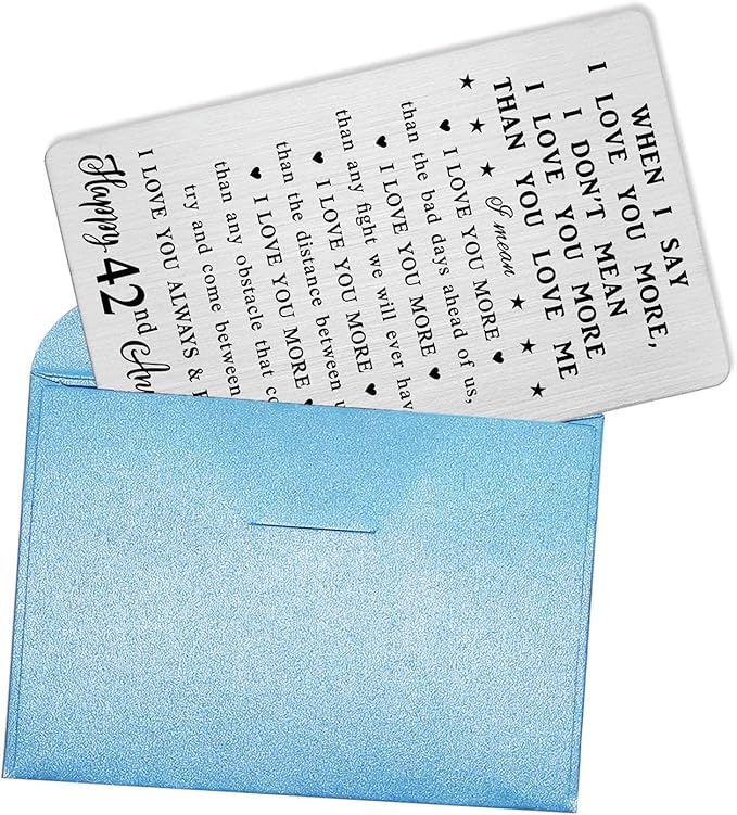 CPLJW 42 Year Anniversary Card Gifts for Women, 42nd Anniversary Romantic Gifts for Him, 42 Years Wedding Wallet Card Gift
