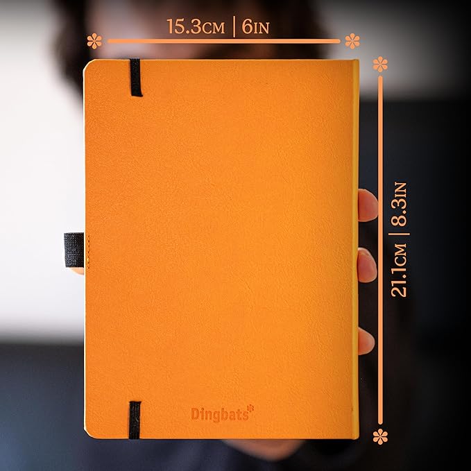 Dingbats* Earth Dotted Writing Journal Notebook A5 - Vegan Leather Hardcover - Ideal for Work, Travel - Pocket, Elastic Closure & Bookmark