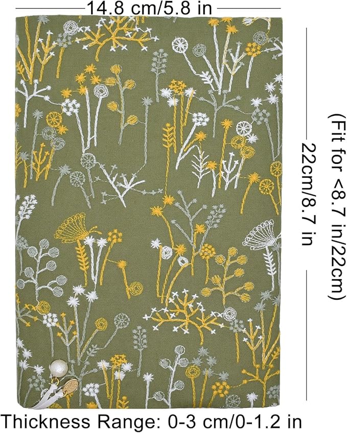 BLBMH Book Covers for Paperbacks Fit for 5.5x8.5 inch Book Bible Adjustable Book Sleeve Cover for Women Over 15 Soft Cloth Protector for Bible Novels - Spring