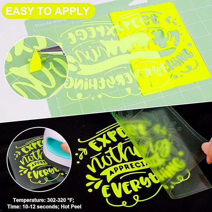 VINYL FROG Heat Transfer Vinyl Roll HTV Vinyl - 12"x5ft Neon Yellow Iron on Vinyl for T-Shirts, Heat Press Vinyl for DIY Craft Designs (Neon Yellow)