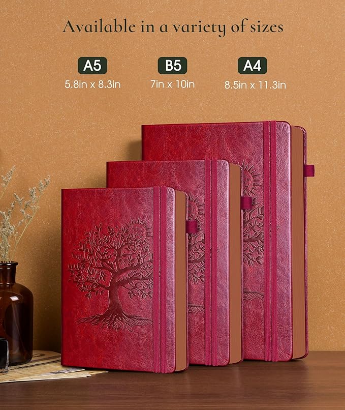 Vintage Leather Journal with 300 Numbered Pages,B5 Lined Journal for Men Women,Daily Journals for Writing,College Ruled Notebook for Work,School,Note taking,Travel Diary,Large (7" x 10")