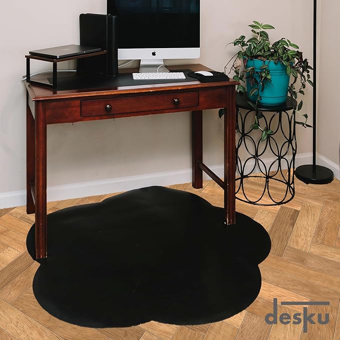 DESKU Flower Power Desk Chair Mat – Heavy-Duty PVC Mats for Hard Floor Protection, Black, 48 x 49 Inches, Made in The USA