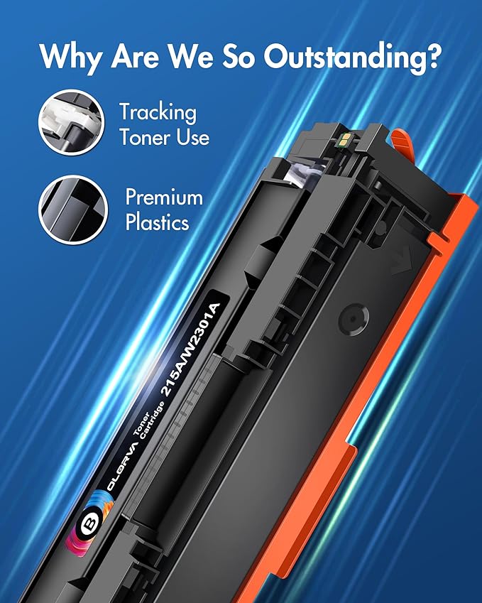 215A Toner Cartridges 4 Pack (with Chip) - Replacement for HP 215A Toner Cartridges, Works with HP Color Laser Jet Pro MFP M183fw M182nw M182n M182nw M155a M155dw Printer | W2310A W2311A W2312A W2313A