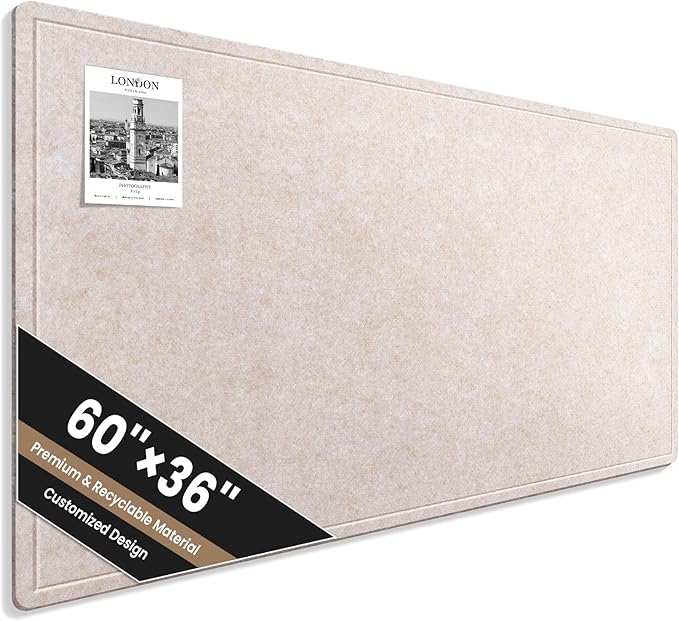 Large Bulletin Board, 60 X 36 Inches Felt Cork Board with 40 Pushpins, Foldable Felt Notice Pin Board Photo Display Board with Self-Adhesive Tape for Office Home School