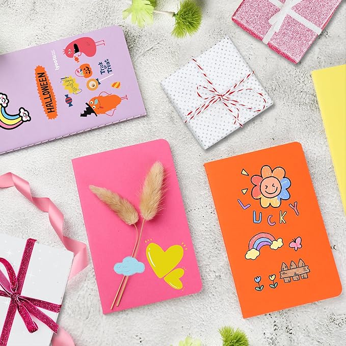 24 Pack Small Pocket College Ruled Notebook & Journal Bulk, Multi Cover, Line Thick Paper, A6 Size, 5.5x3.5 inch, 60 Page, Mini Subject Composition Note Pad Set for Women Men Kids