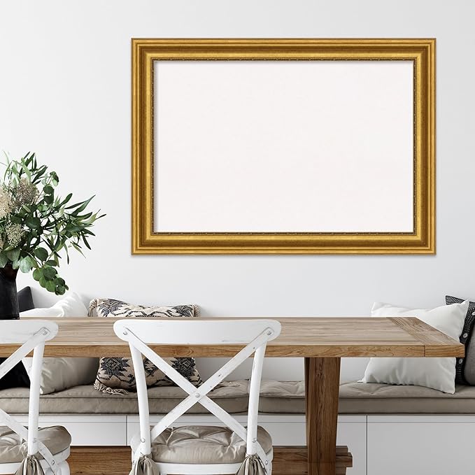 Amanti Art White Cork Board for Wall, 30x42 Vision Board with Gold Frame, Large Corkboard Office Decor for Home Organization, Traditional Corkboard Pinboard to display items for home organization