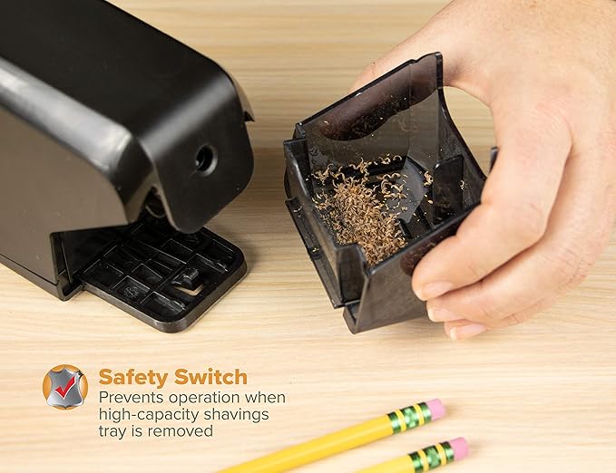 Bostitch Office Battery Pencil Sharpener, 4X Longer Cutter Life, Tip Saver Technology, Black (BPS4-BLK)