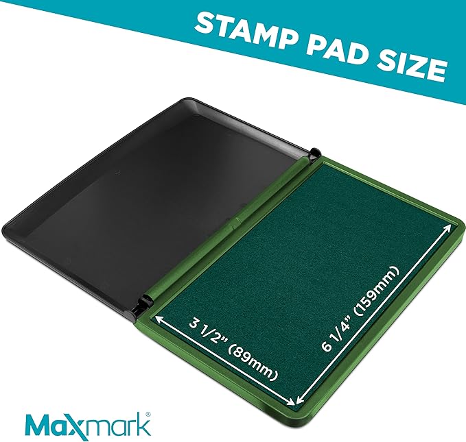 MaxMark Large Premium Green Ink Stamp Pad - 3.5" x 6.25" - Quality Felt Pad