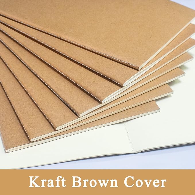 24 Pack Blank Books for Kids - 5.5"x 8.3", 60 Pages - Small Journals Bulk, Girls Notebooks for Drawing & Writing, Sketchbooks with Kraft Brown Soft Cover, Unlined Paper, A5 Travel Size