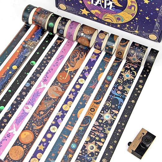 Washi Tape Set 29 Rolls, Magic Themed Decorative Paper Tapes for Journaling, Scrapbooking Supplies, Planners,DIY Crafts,Gift Wrapping
