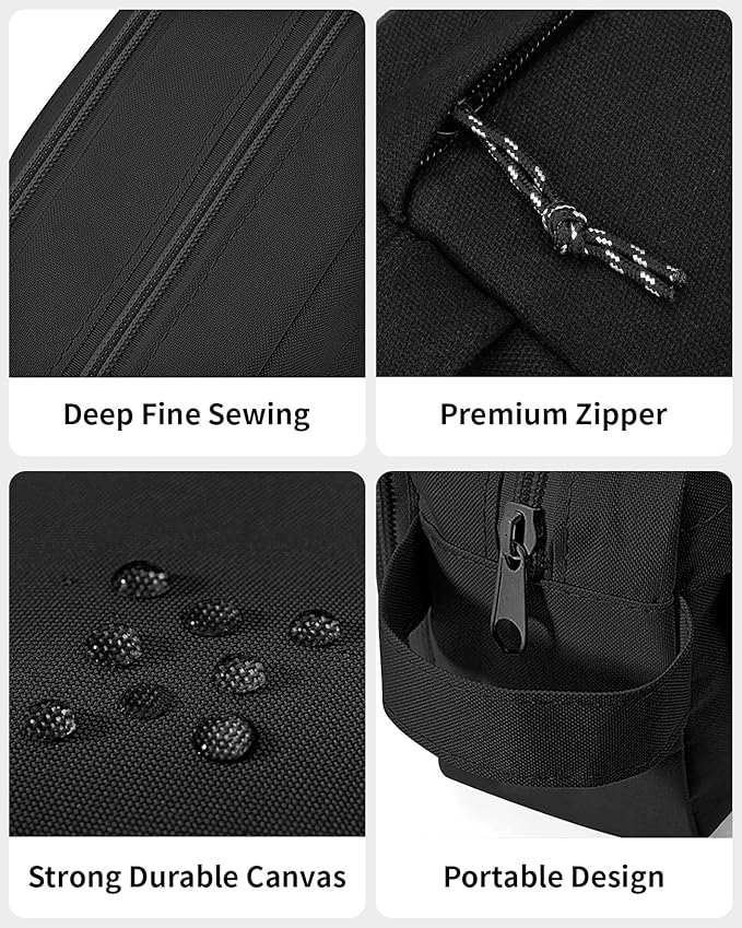 Sooez Big Capacity Pencil Case, Upgraded Canvas Pencil Pouch Large Pencil Bag Organizer, Separate Compartments Easy Grip Handle, Aesthetic Supply for School Teens Adults, Black Pen Case