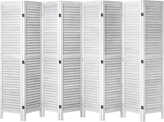 VEVOR Wood Room Divider, 8 Panel Wood Folding Privacy Screen, 66.9 Inches Tall Indoor Louvered Wooden Partition, Portable Decoration Screen, for Room Separation, Home, Office, Restaurant & Bedroom