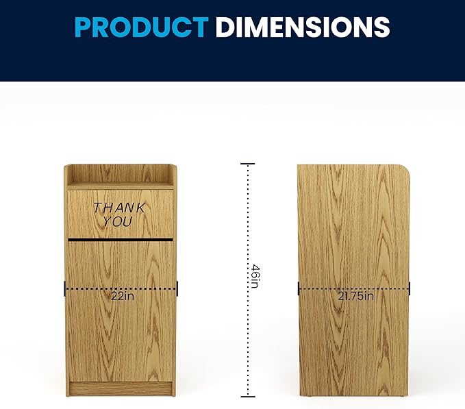Flash Furniture Sony Laminate Wood Commercial-Grade Trash Receptacle with Tray Top, Wooden Restaurant Trash Can Cabinet and Garbage Receptacle, Oak