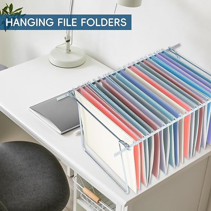 Hanging File Folders, 25 Pack Letter Size File Folders with 1/5-cut Tabs, Office Essentials for Filing Cabinet & Desk Storage