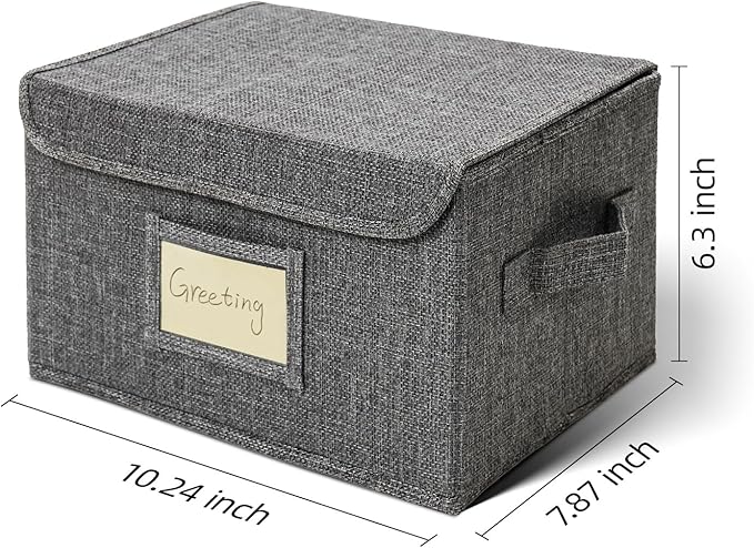Vienrose Greeting Card Organizer Storage Box with 20 Removable Dividers, 84 Self-stick Labels, Perfect for Photos, Envelopes, Scrapbooking, Paper, Stickers Holder 1 Pack Grey