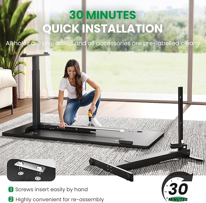 SIAGO Electric Standing Desk Adjustable - 63 x 24 Inch Sit Stand up Desk with Cable Management - 3 Memory Preset Adjustable Height Table