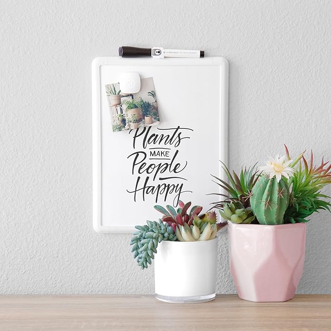 U Brands Contempo Magnetic Dry Erase Board, 8.5"x11", White Modern Frame, Includes Magnet and Marker