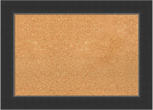 Amanti Art Natural Cork Board for Wall, 21x29 Vision Board with Black Wood Frame, Medium Corkboard Office Decor for Home Organization, Modern Corkboard Pinboard to Display Items for Home Organization