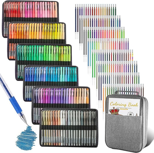 264 Pack Gel Pens Set,132 Colored Gel pen with 132 Refills 100% More Ink, Include Glitter Metallic Pastel Neon Morandi Gel Pens for Adults Coloring Books Drawing Crafts Bullet Journaling