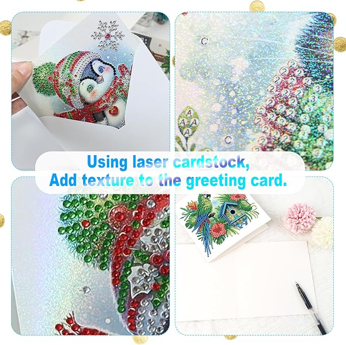 Tontut 6pcs Diamond Art Painting Kit Greeting Card, Bird on The House 5D DIY Diamond Handmade Holiday Greeting Card with Envelope, Holiday Gift Congratulation