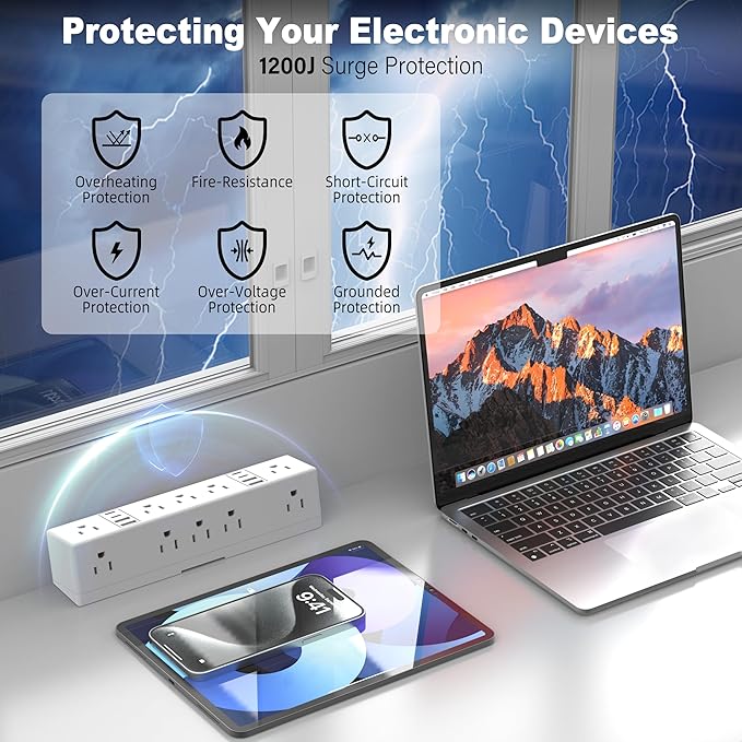 40W Fast Charging Station, VILONG Desk Clamp Power Strip, Desktop Mount Surge Protector, 8 USB Ports(4 USB-C), 10 AC Outlets and 10Ft Cord, for Home, Office, Fit 1.6" Tabletop Edge