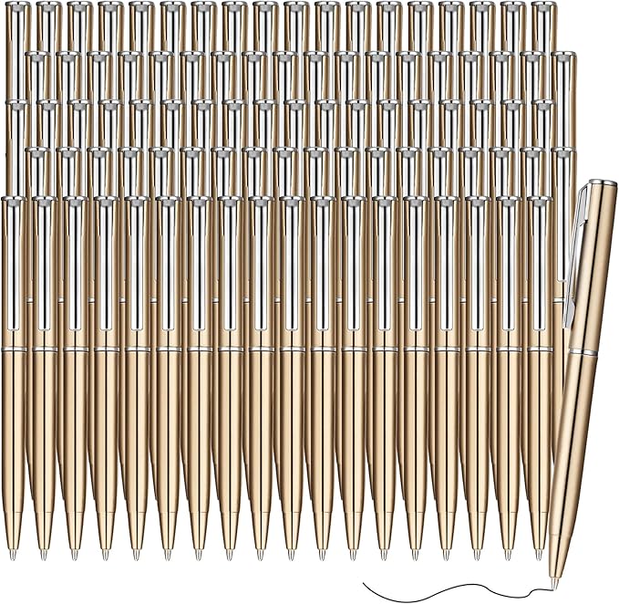 Teling 72 Pcs Small Ballpoint Pen Mini Pens Bulk 4 Inch Short Small Tiny Black Ink Ballpoint Writing Tool for Notebook Pockets Signature Notepads School Office(Champagne,Classic Style)