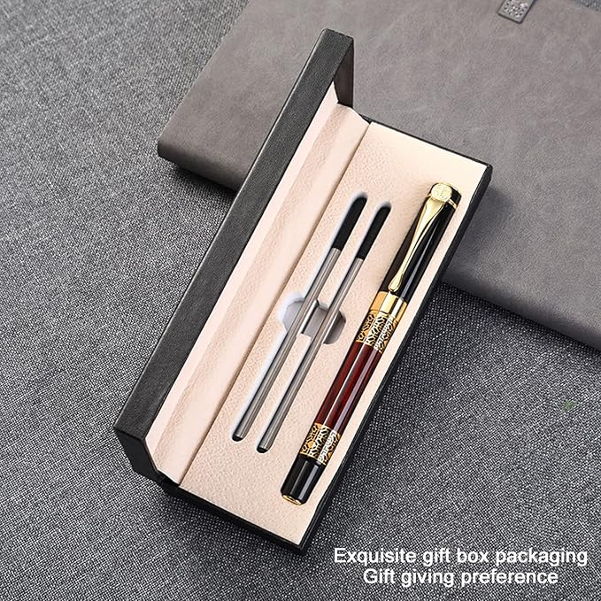 YIVONKA Ballpoint Pen Black Refill,Classical retro style Luxury Pen,Best Ball Pen Gift Set for Men & Women Professional Executive,Office,Nice Pens Classy Gift Box (2 Pack Red)