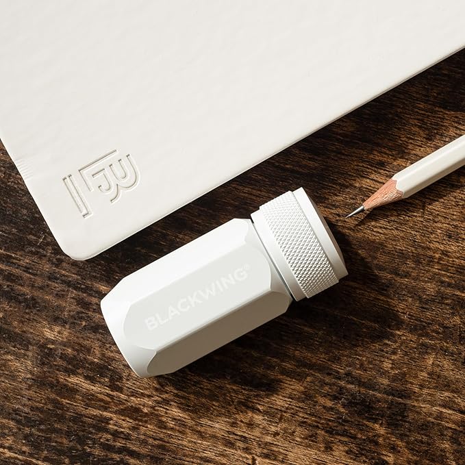 Blackwing One-Step Long Point Sharpener, German Steel Blade, Machined Aluminum, Compact Design, White