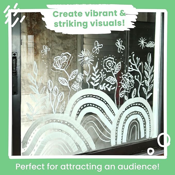 White Jumbo Chalk Markers - 15mm Window Markers | Pack of 4 White Pens - Use on Cars, Chalkboard, Whiteboard, Blackboard, Glass, Bistro | Loved by Teachers, Artists, Businesses